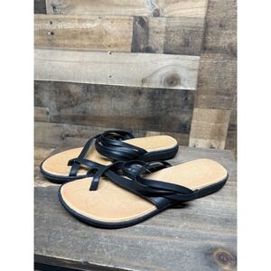 b.o.c. Born Concept Womens Black Strappy Toe Loop Slide Sandals BC0001300 Sz 9M